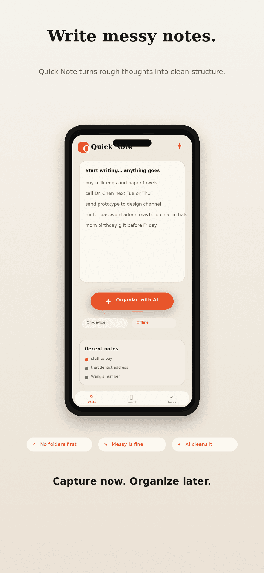 AI Quick Note product screenshot