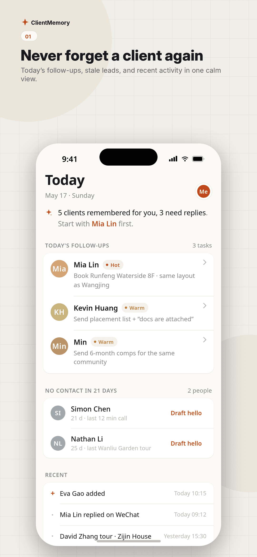 ClientMemory product screenshot