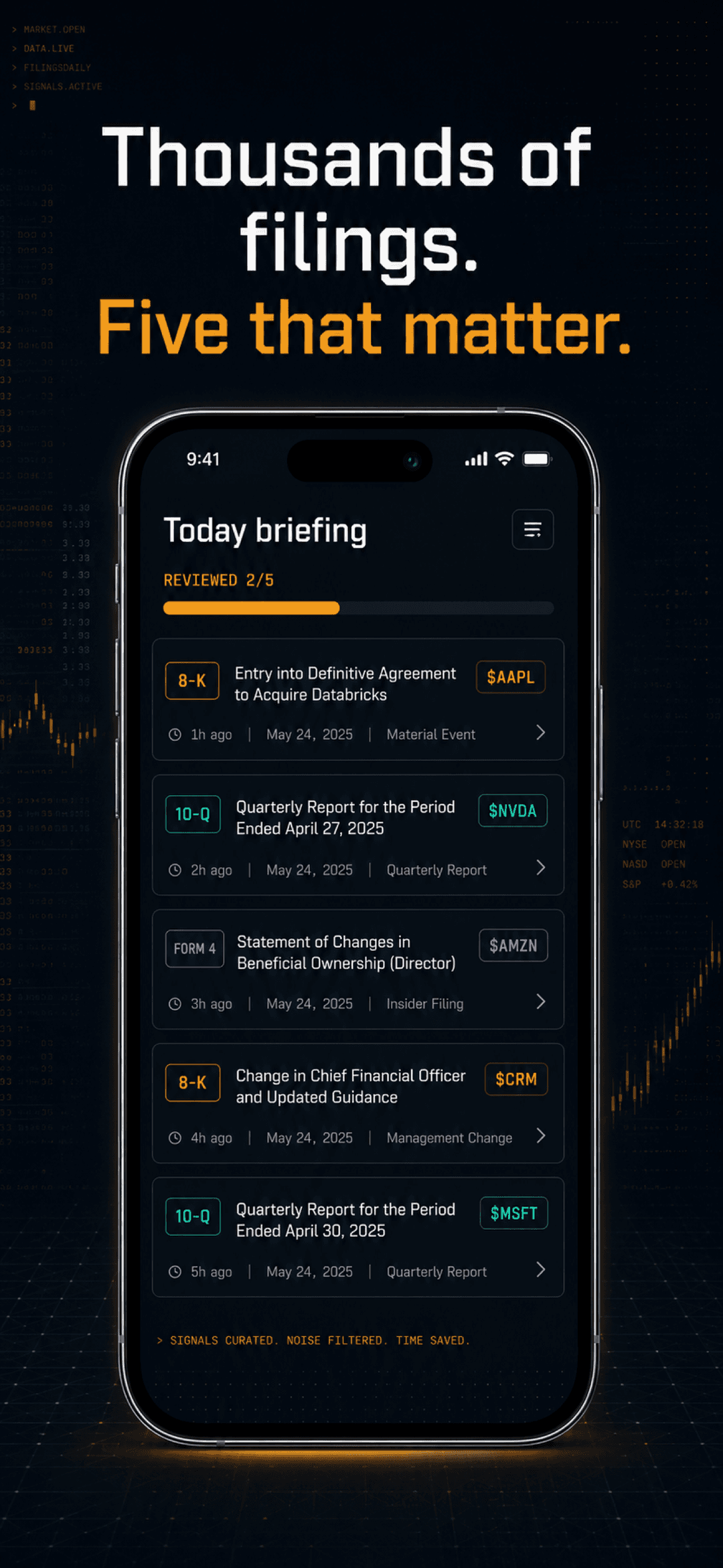FilingsDaily product screenshot